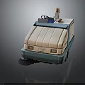White And Blue Street Cleaning Sweeper Truck With Warning Light Brush And 66 Logo