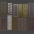 Modern Decorative Room Dividers With Intricate Geometric Patterns And Metal Frames 3d model
