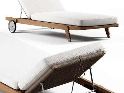 Modern Sofa Bench With Wooden Frame White Cushion Wheels And Adjustable Backrest 3d model