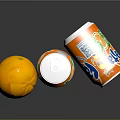 Fanta Orange Soda Cans With Fresh Orange Fruit On Black Surface