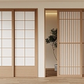 Japanese-style sliding door 3d model