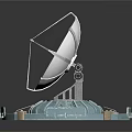 Detailed Spherical Structure With Blue Base And Metal Supporting Frames