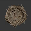 Handmade Natural Plant Twig Bird Nest Structure Isolated On White Background