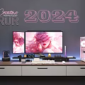 Computer Computer Desk Computer Office Supplies Combination Hole Board Display PS5 Keyboard Mouse Game Machine Tablet IPA 3d model