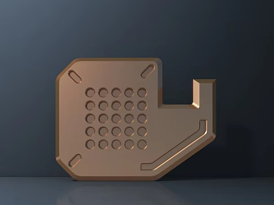Modern Metal Wall Decor With Geometric Pattern And Circular Holes Design 3d model