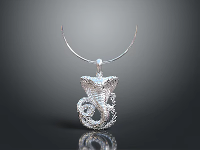 Silver Snake Design Pendant Necklace With Intricate Detailing And Shiny Finish 3d model