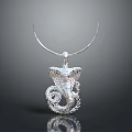 Silver Snake Design Pendant Necklace With Intricate Detailing And Shiny Finish 3d model