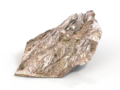 Detailed 3D Rock Formation Model With Winding Stone Steps And Natural Texture 3d model