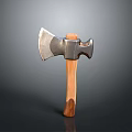High Quality Axe Tool With Metal Head And Wooden Handle Design 3d model