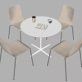 Modern Round White Meeting Table And Four Chairs For Office Conference Room
