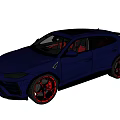 Sporty Blue SUV Car With Red Accent Wheels And Sleek Aerodynamic Exterior Design