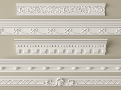 Various Decorative Gypsum Cornice Molding Designs With Intricate Patterns For Interior 3d model