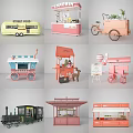 Colorful Street Food Carts And Mobile Vending Vehicles With Different Designs And Wheels
