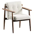 Modern Walnut Wood Dining Chair With Light Upholstered Seat Back And Armrests