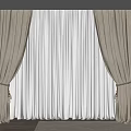 Double Layer Gray Curtains With White Sheer Panels And Tassel Ties On Wooden Floor