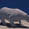 Gray Polar Bear Sculpture Standing On Brick Ground With Blue Background
