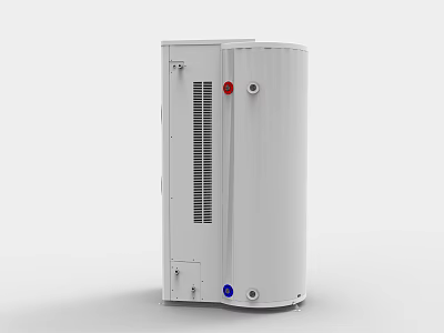 Industrial Equipment White Cylindrical With Ventilation Grilles Red Blue Ports 3d model