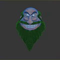 Cartoon Man Character With Big Beard Exaggerated Smile And Wide Eyes