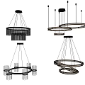 Modern Chandelier Designs With Circular Frames Spiral Structures And Metal Accents 3d model