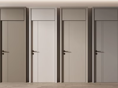 Modern Interior Hinged Doors in Various Neutral Tones With Simple Panel Design 3d model