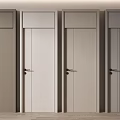 Modern Interior Hinged Doors in Various Neutral Tones With Simple Panel Design 3d model