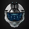 Futuristic Limited Edition Helmet Featuring Silver Black Design Blue Display And Glowing Accents