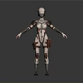 3D Cyberpunk Mechanical Character Design With White Red Armor And Gear