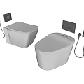 Modern White Toilets With Wall Mounted Control Panels And Bidet Sprays
