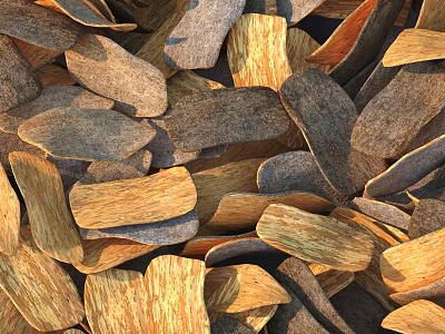 Colorful Wooden Chips Piled With Brown Yellow Hues For Craft Projects 3d model