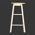 Wooden Bar Stool With Light Colored Round Seat And Crossed Leg Structure
