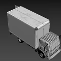 White Box Truck With Flat Roof Side Panels And Black Wheels