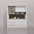Modern White Wine Cabinet With Glass Doors And Wine Bottle Storage Racks