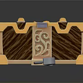 Open Wooden Storage Chest With Golden Decorations Filled With Gold Coins And Lock Beside
