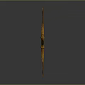 Traditional Wooden Bow With Yellow Carved Design And Black String On Gray Background