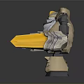 Yellow And Black Robot Character With Armor Shield Claws And Horns