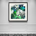 Botanical Painting With Vibrant White Flowers And Green Leaves Framed On Wall