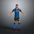 Inter Milan Blue Black Striped Jersey With Number 8 Black Shorts And Red Shoes