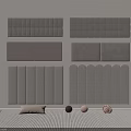 Various Gray Upholstered Headboard Designs With Different Patterns For Modern Bedroom Decor 3d model
