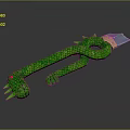 Green Snake Shaped Weapon With Red Eyes Claw Design And Grid Texture Blade