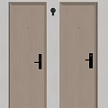 Modern Interior Design with Wooden Doors Black Handles Electronic Locks and Light Walls