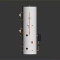 Cylindrical Mechanical Assembly With Colorful Green Orange Black Parts On Metallic Body