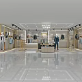 Spacious Modern Clothing Store Interior With Mannequins Hanging Clothes Brand Sign And Lighting