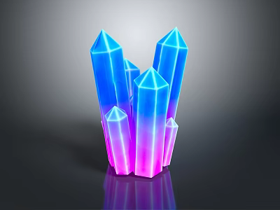 Illuminated Color Gradient Crystal Shape Decorative Ornament Set For Home Decor 3d model