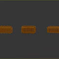 Three Orange Wooden Outdoor Benches with Smooth Surface and Durable Design