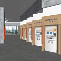 Modern Service Hall Interior With Self Service Kiosks And Marble Walls