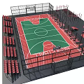 Modern Basketball Court Design With Green Playing Surface And Red Bleacher Seats