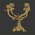Ornate Golden Decorative Candelabra With Intricate Floral Details And Holders