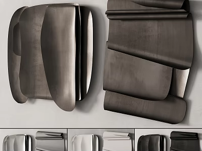 Elegant Modern Wall Decor with Metallic Texture and Abstract Geometric Shapes 3d model