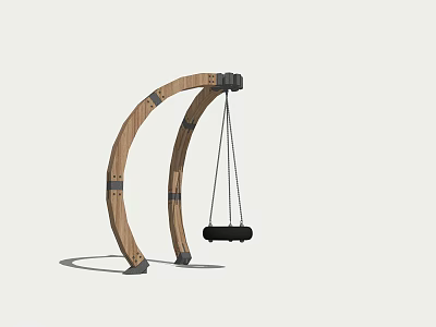 Wooden Arch Frame Swing With Black Hanging Seat For Outdoor Playground Use 3d model