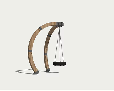 Wooden Arch Frame Swing With Black Hanging Seat For Outdoor Playground Use 3d model